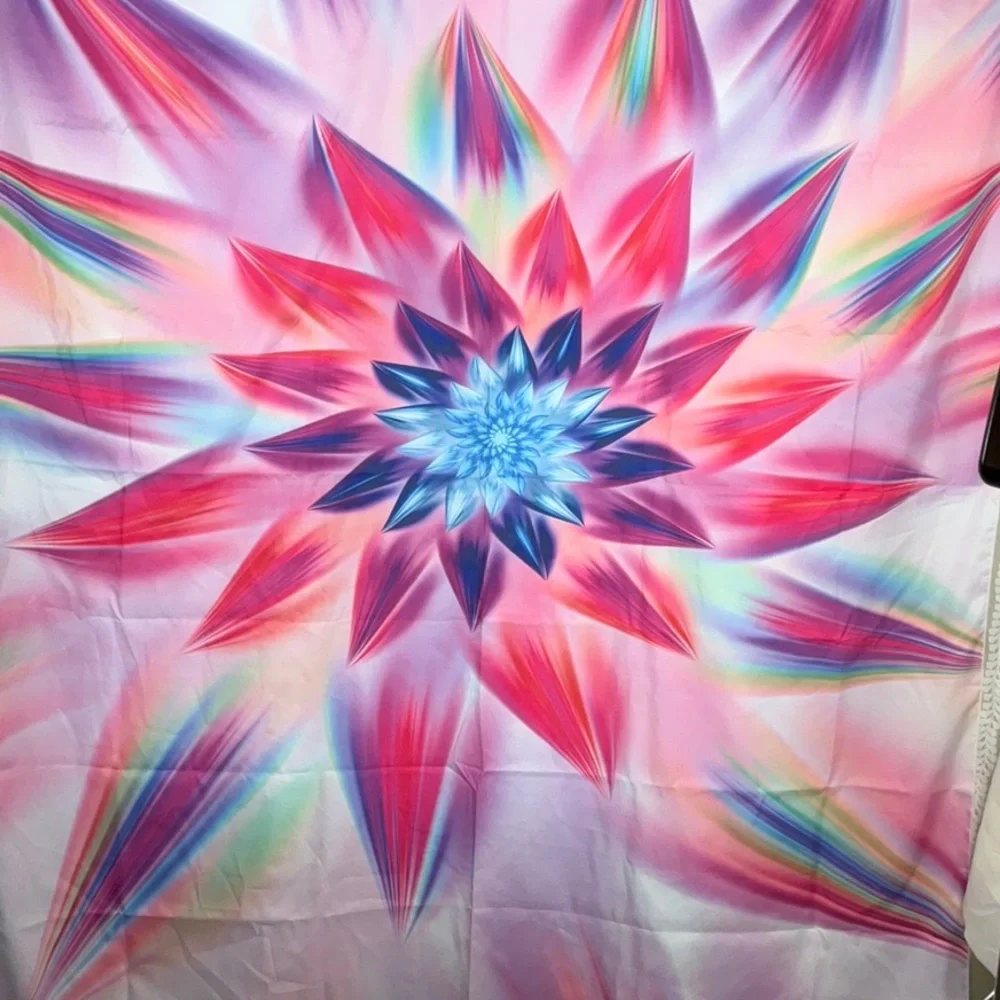 Vibrant Fractal Flower/Starburst Tapestry